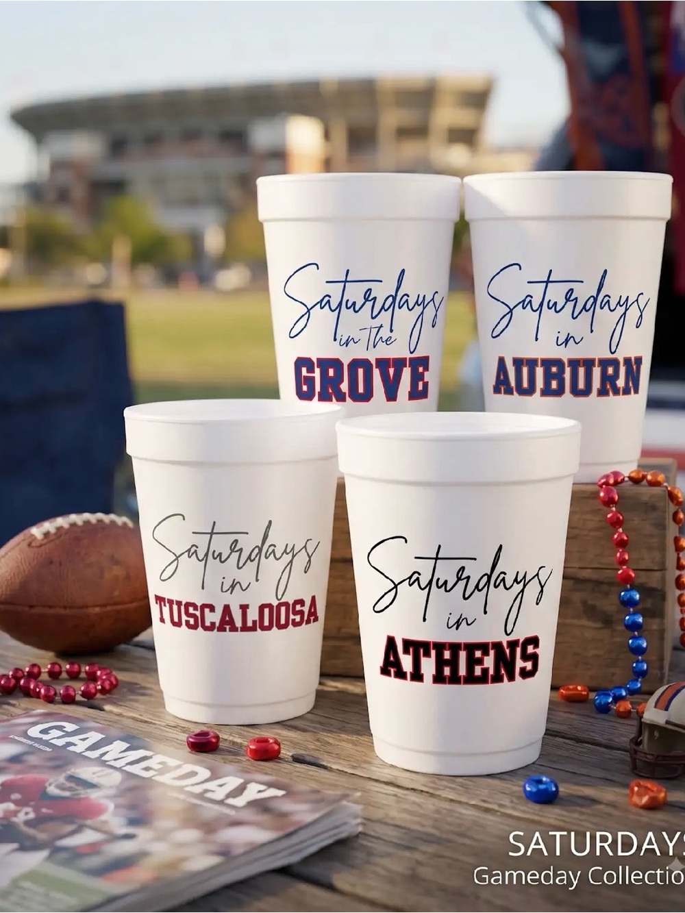 Custom College SEC Football Gameday Foam Cups - Set of 12 (20 oz)